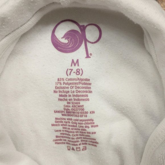 Girl's OP White Short Sleeve Hooded Full Zip Swimsuit Cover Up Size Med 7/8 - Picture 4 of 4